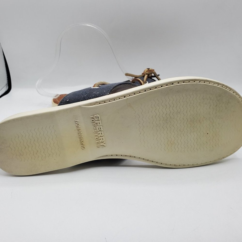 VINTAGE SPERRY TOP-SIDER CANVAS with LEATHER SHOE LACE TOP THONG SANDALS - Picture 7 of 7